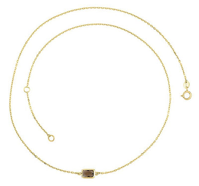 9K Yellow Gold Faceted Smokey Quartz Necklace 45cm