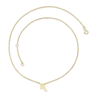 9K Yellow Gold Scorpio Zodiac Necklace 40-45cm