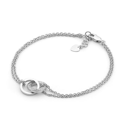 Ellani Sterling Silver Double Circle Bracelet / B176