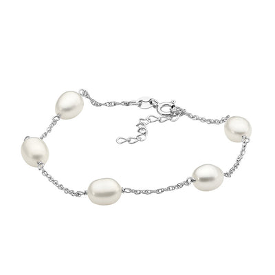 Ellani Sterling Silver Fresh Water Pearl Bracelet / B209