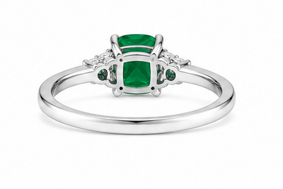 18kw Lab Emerald / Diamond Ring