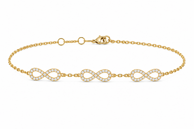 9K Yellow Gold Triple Infinity Bracelet