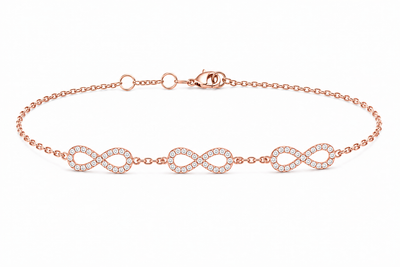 9K Rose Gold Double Heart Bracelet