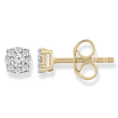 Stud Earrings with 0.15ct Diamonds in 9K Yellow Gold