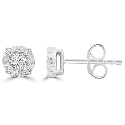 Stud Earrings with 0.25ct Diamonds in 9K White Gold