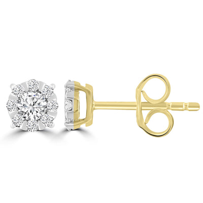 Stud Earrings with 0.25ct Diamonds in 9K Yellow Gold
