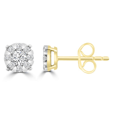 Stud Earrings with 0.33ct Diamonds in 9K Yellow Gold
