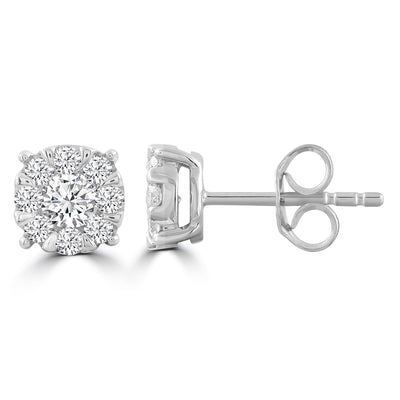 Stud Earrings with 0.50ct Diamonds in 9K White Gold