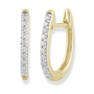 Huggie Earrings with 0.15ct Diamonds in 9K Yellow Gold