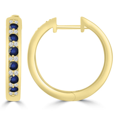 Diamond Sapphire Earrings with 0.10ct Diamonds in 9K Yellow Gold - E-16484BS-012-Y