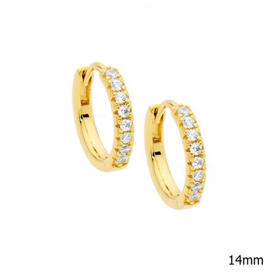Ellani Sterling Silver Gold Plated Hoop Earrings / E549G