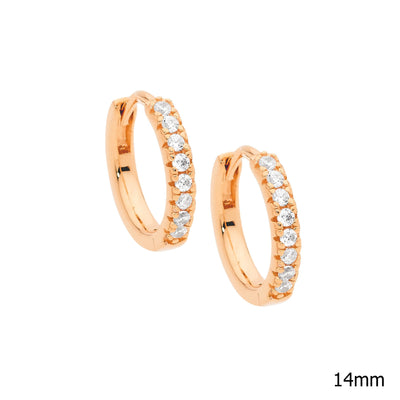 Ellani Sterling Silver Rose Gold Hoop Earrings / E549R
