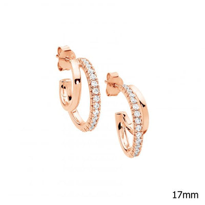 Ellani Sterling Silver Rose Gold Earrings / E574R