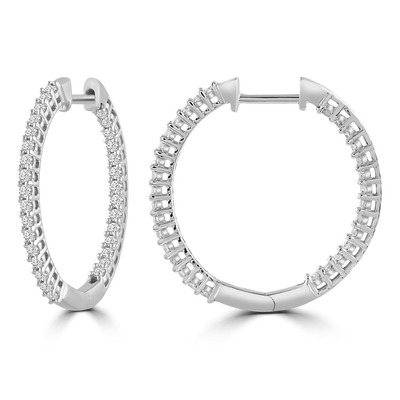 Inside Out Hoops with 0.25ct Diamonds in 9K White Gold