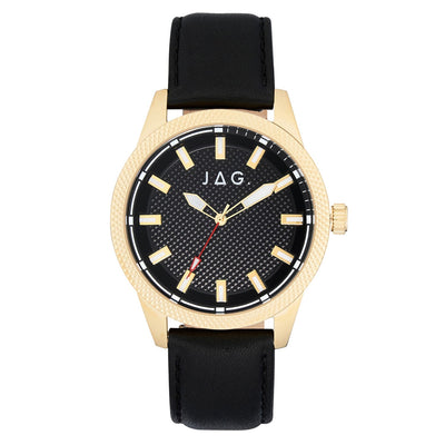 Jag Belmont Black Leather 45mm Watch