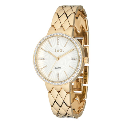 Jag Balmoral – Women's Gold-Tone Watch with White Dial and Crystal-Set Bezel / J2710A
