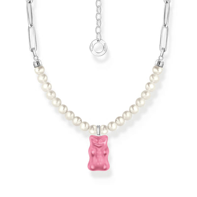 THOMAS SABO Link necklace with pink Goldbears & freshwater pearls