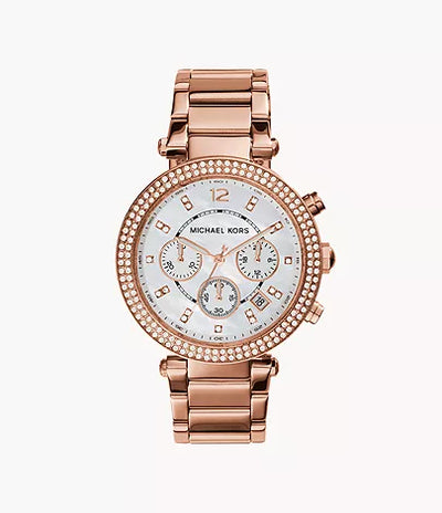 Michael Kors Rose Gold-Tone Glitz Parker Watch / MK5491