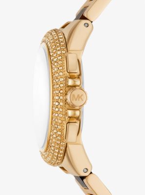 Michael Kors Oversized Camille Pavé Gold-Tone and Tortoiseshell Acetate Watch / MK7269