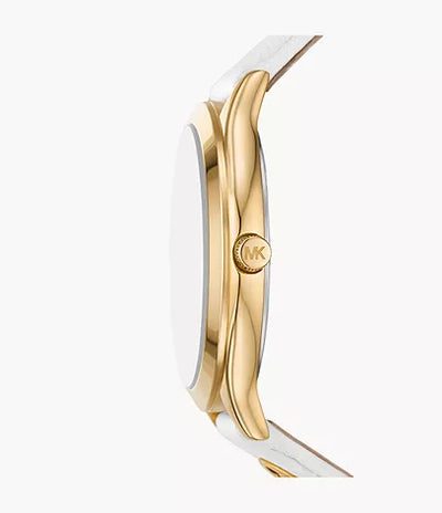 Michael Kors Slim Runway Three-Hand White Leather Watch / MK7466
