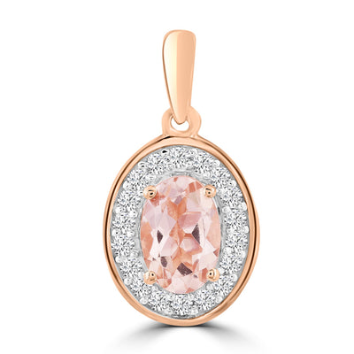 Morganite Pendant with 0.10ct Diamonds in 9K Rose Gold