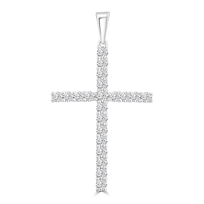 Diamond Cross Pendant with 0.50ct Diamonds in 9K White Gold - PC-0171-W
