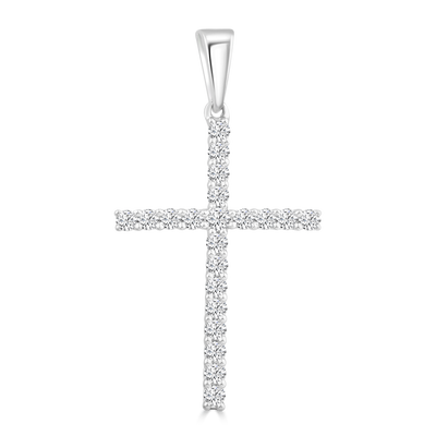 Diamond Cross Pendant with 0.25ct Diamonds in 9K White Gold - PC-0173-W