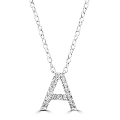 Initial 'A' Necklace with 0.06ct Diamonds in 9K White Gold