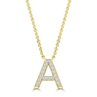 Initial 'A' Necklace with 0.06ct Diamonds in 9K Yellow Gold - PF-6263-Y