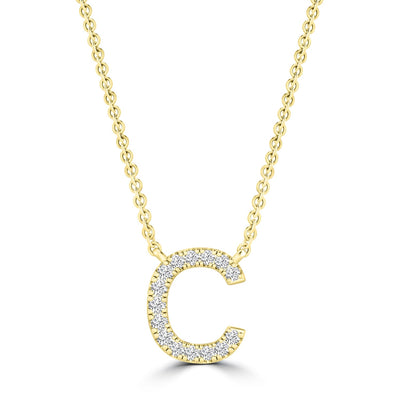 Initial 'C' Necklace with 0.06ct Diamonds in 9K Yellow Gold - PF-6265-Y