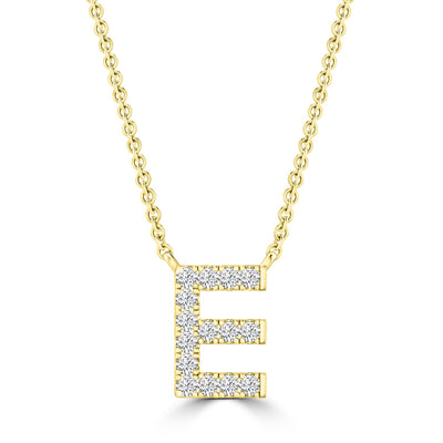 Initial 'E' Necklace with 0.09ct Diamonds in 9K Yellow Gold - PF-6267-Y