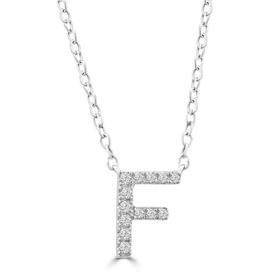 Initial 'F' Necklace with 0.06ct Diamonds in 9K White Gold