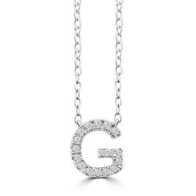 Initial 'G' Necklace with 0.09ct Diamonds in 9K White Gold