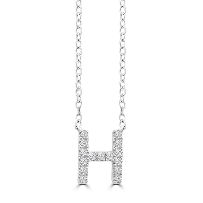Initial 'H' Necklace with 0.09ct Diamonds in 9K White Gold