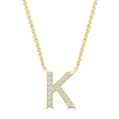 Initial 'K' Necklace with 0.06ct Diamonds in 9K Yellow Gold - PF-6273-Y
