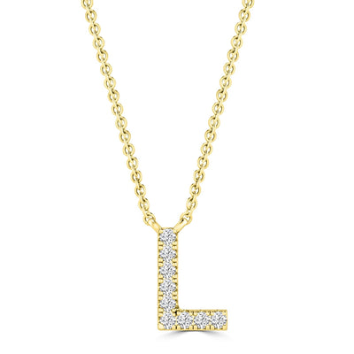 Initial 'L' Necklace with 0.06ct Diamonds in 9K Yellow Gold - PF-6274-Y