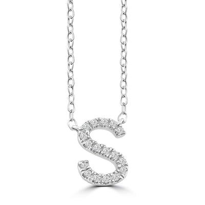 Initial 'S' Necklace with 0.06ct Diamonds in 9K White Gold