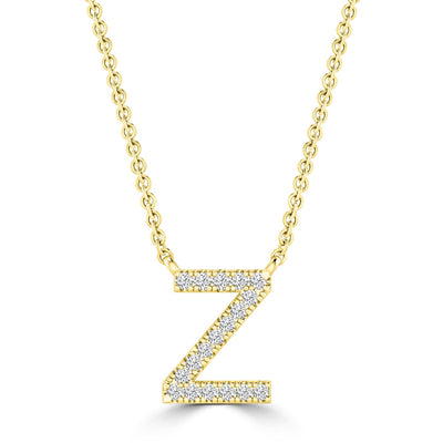 Initial 'Z' Necklace with 0.06ct Diamonds in 9K Yellow Gold - PF-6288-Y