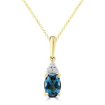 0.02ct HI I1 Diamond & Blue Topaz Necklace 45cm in 9K Yellow Gold