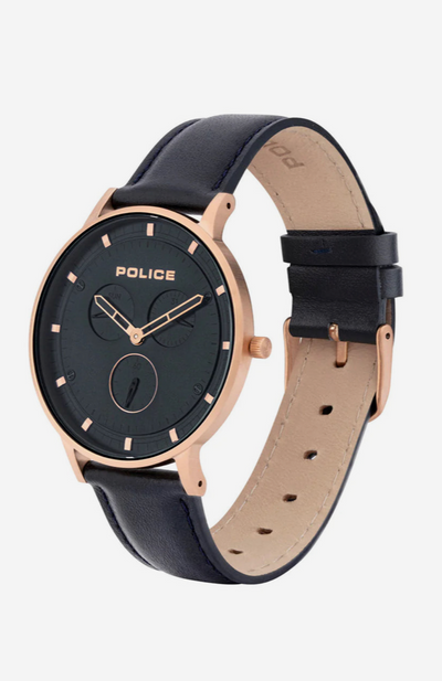 Police Berkeley Black Leather Strap Mens Watch / PL.15968JSR/03