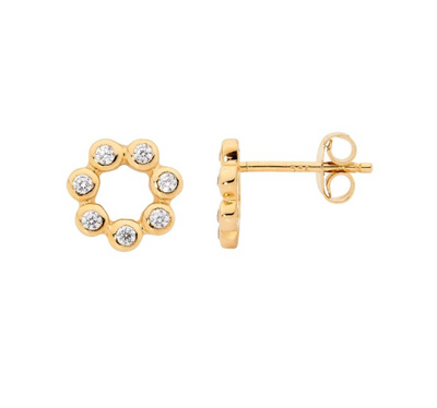 Ellani Gold Open Circle Stud Earrings / E497G