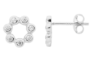Ellani Silver Open Circle Stud Earrings / E497S