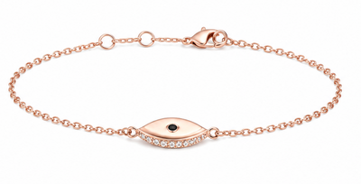 Silver - Rose Gold Plated Evil Eye Bracelet