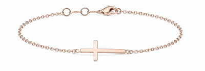 Silver - Rose Gold Plated Cross Bracelet