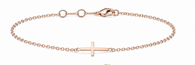 Silver - Rose Gold Plated Small Cross Bracelet
