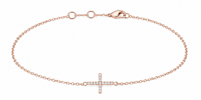 Silver - Rose Gold Plated Cross Bracelet