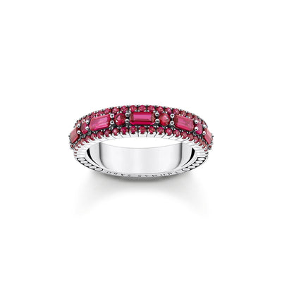 THOMAS SABO Ring with ruby red stones