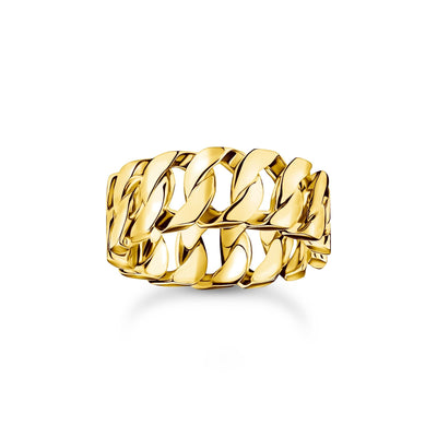 THOMAS SABO Wide gold-plated chain link ring