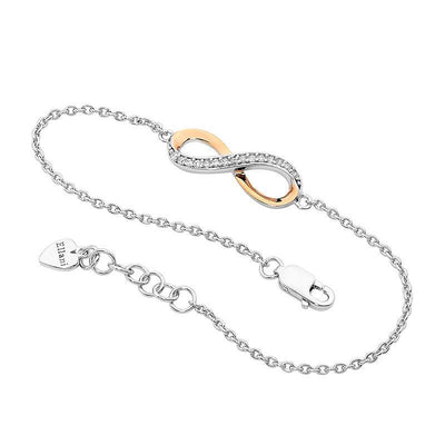 Ellani Sterling Silver Rose Gold Plated Infinity Bracelet / B185R