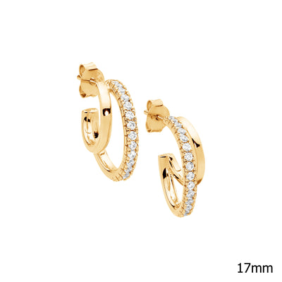 Ellani Sterling Silver Gold Earrings / E574G
